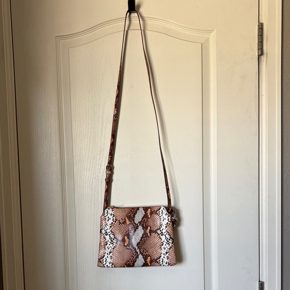 a new day Tan & White Snake-Print Crossbody Bag